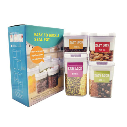Cool Gift, Plastic Easy Buckle Containers - 4 Piece Set, Available in Different Sizes