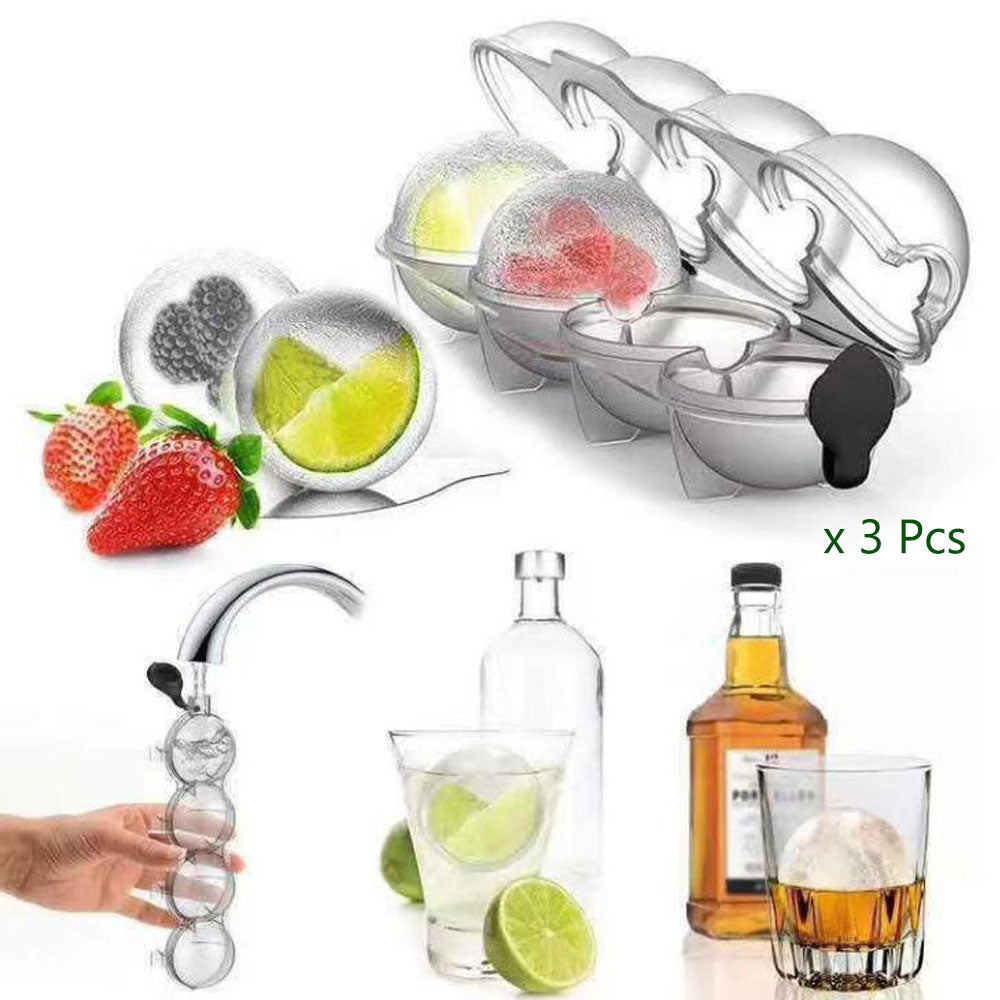 Cool Gift, Set Of 3 PCs, 4 Large Ice Ball Maker Cube