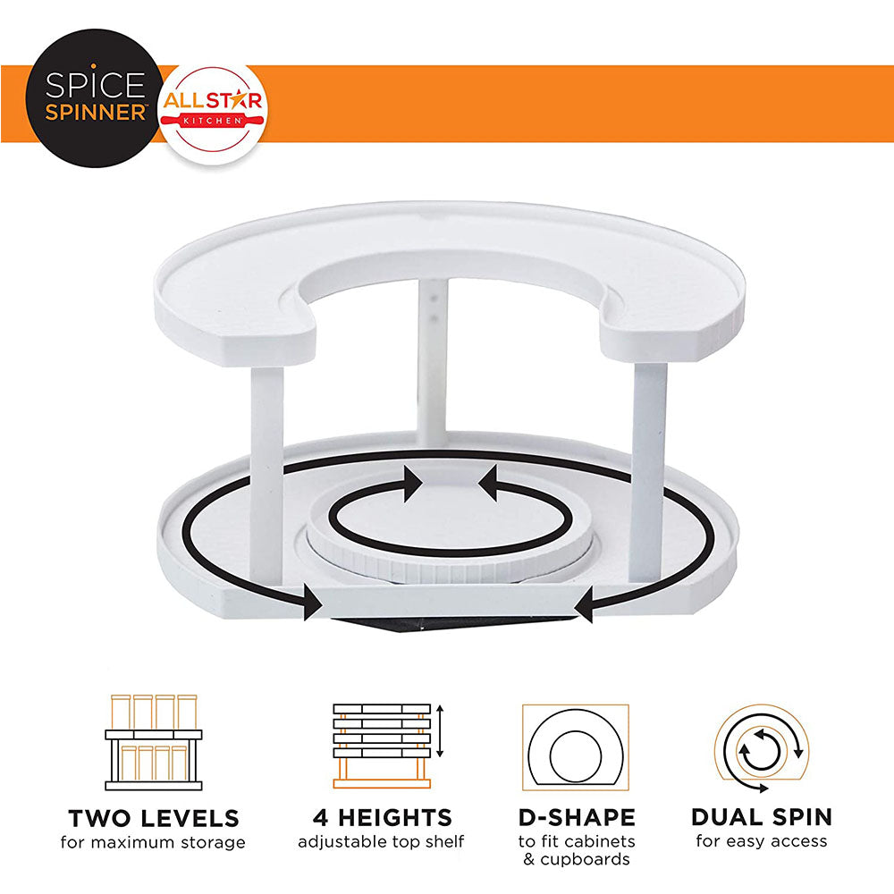 Cool Gift, Spice Spinner Two-Tiered Spice Organizer & Holder
