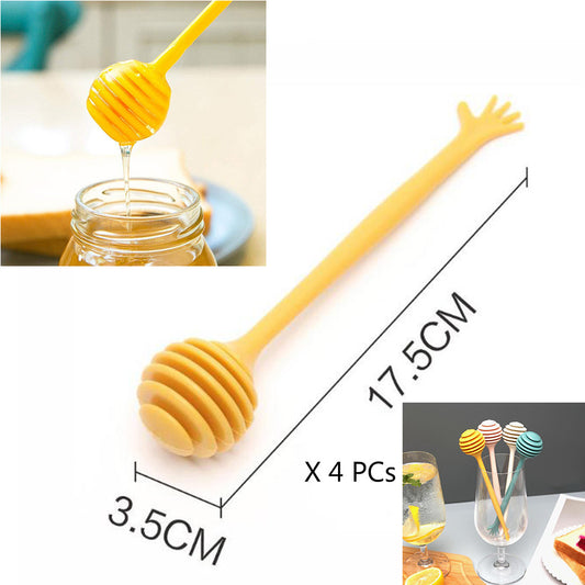 Cool Gift, Set of 4 PCs Honey Spoon, Mixing Colors