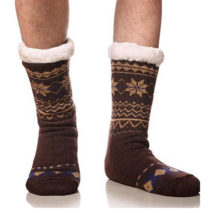 Cool Gift, Men's Winter Thermal Fleece Lining Knit Slipper Socks, Available in Different Colors
