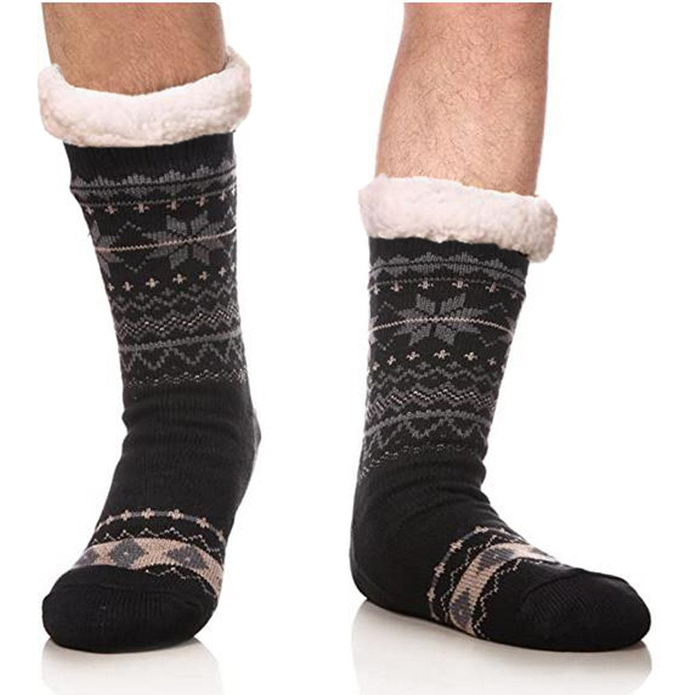 Cool Gift, Men's Winter Thermal Fleece Lining Knit Slipper Socks, Available in Different Colors
