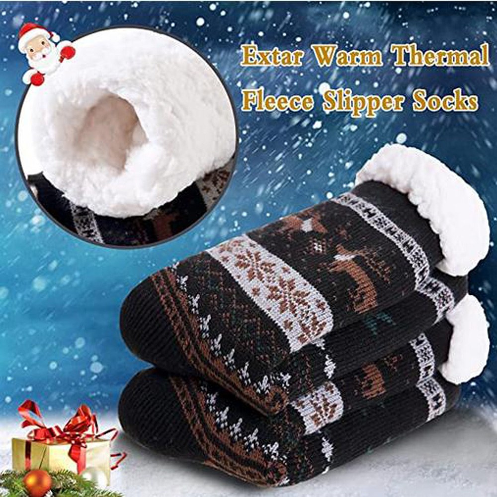 Cool Gift, Men's Winter Thermal Fleece Lining Knit Slipper Socks, Available in Different Colors