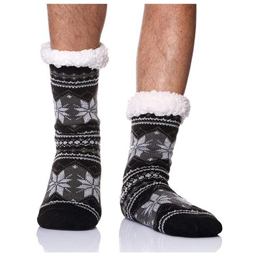 Cool Gift, Men's Winter Thermal Fleece Lining Knit Slipper Socks, Available in Different Colors