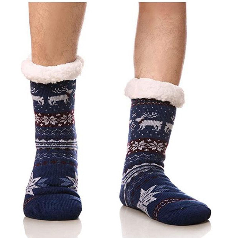 Cool Gift, Men's Winter Thermal Fleece Lining Knit Slipper Socks, Available in Different Colors