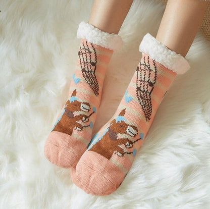 Cool Gift, Women's Slipper Socks Winter Warm Fleece, Available in Different Colors