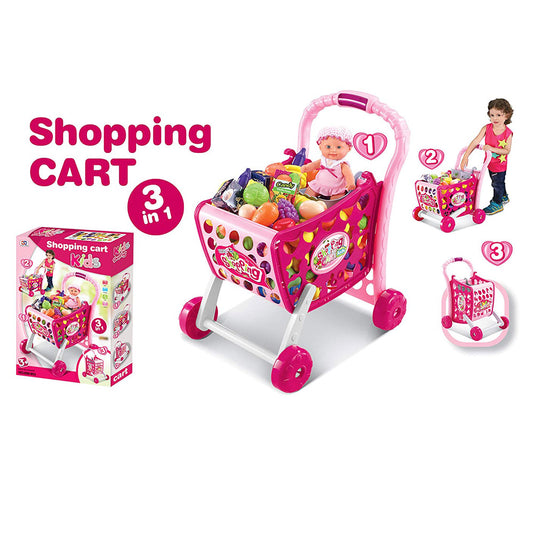 Cool Gift, 3 In 1 Kids Supermarket Mini Shopping Cart, Available in Different Colors