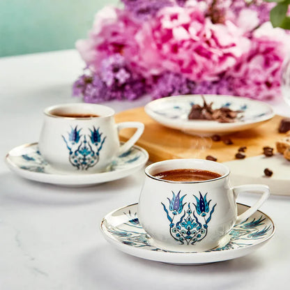 Karaca İznik 12-Piece Porcelain Turkish Coffee Cup Set for 6 People – 100 ml, 8697918613587