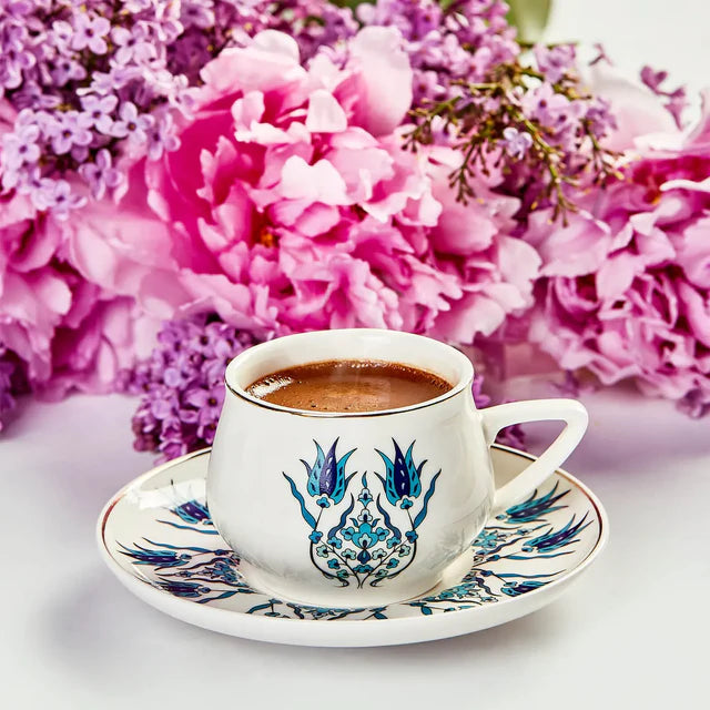 Karaca İznik 12-Piece Porcelain Turkish Coffee Cup Set for 6 People – 100 ml, 8697918613587