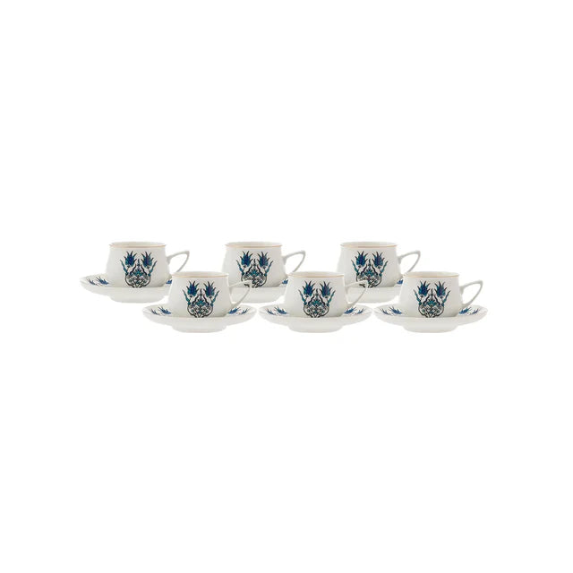 Karaca İznik 12-Piece Porcelain Turkish Coffee Cup Set for 6 People – 100 ml, 8697918613587