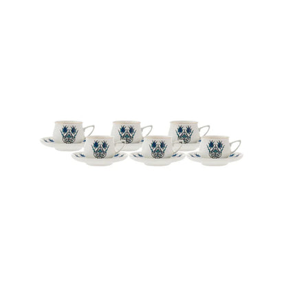 Karaca İznik 12-Piece Porcelain Turkish Coffee Cup Set for 6 People – 100 ml, 8697918613587