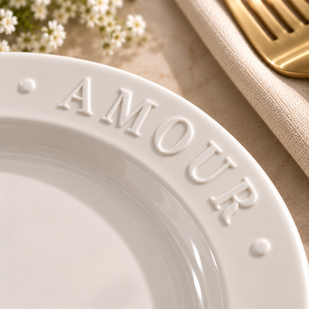 Karaca Amour Cake Set for 6 People 22 cm - Elegant Ceramic Dessert Plate Set, 153.03.06.9662