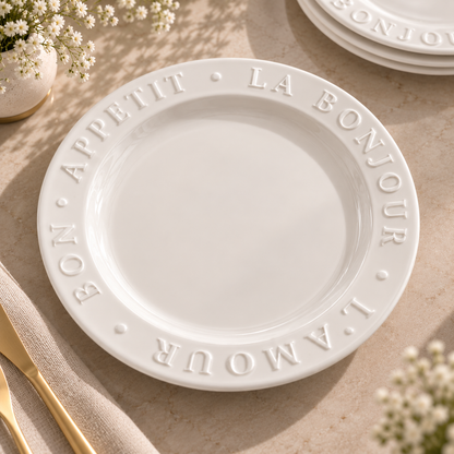 Karaca Amour Cake Set for 6 People 22 cm - Elegant Ceramic Dessert Plate Set, 153.03.06.9662