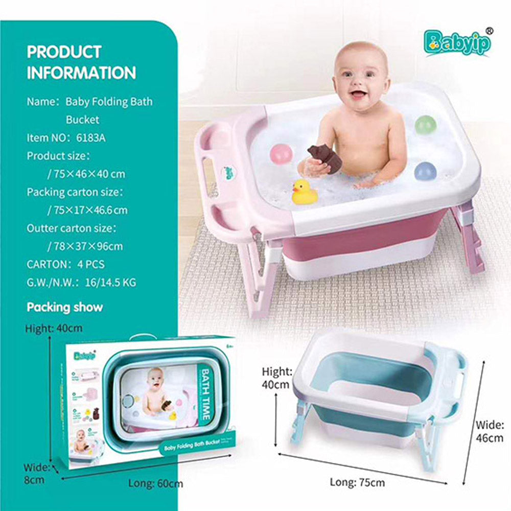 Cool Gift, Babyip Folding Baby Bath Tub With Bath Toys Included, Available in Different Colors