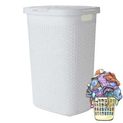 Cool Gift, Deluxe Plastic Laundry Basket With Lid, Available in Different Colors & Sizes