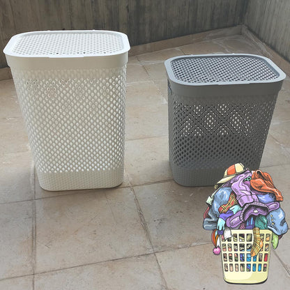 Cool Gift, Deluxe Plastic Laundry Basket With Lid, Available in Different Colors & Sizes