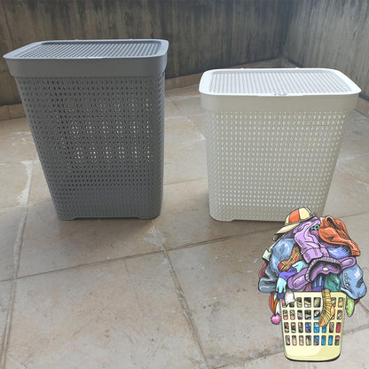 Cool Gift, Deluxe Plastic Laundry Basket With Lid, Available in Different Colors & Sizes