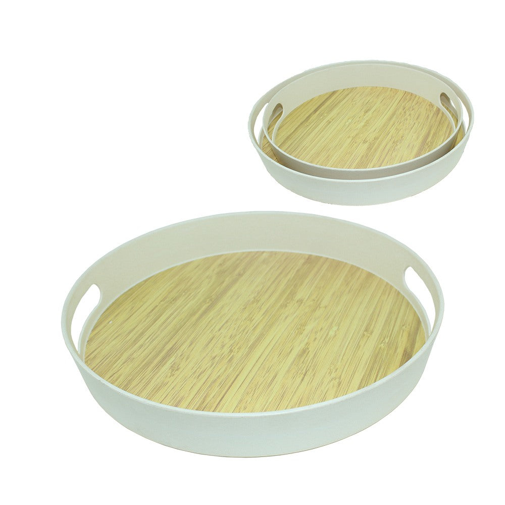 Cool Gift, Round Tray Wooden Melamine Dinnerware, Available in Different Sizes