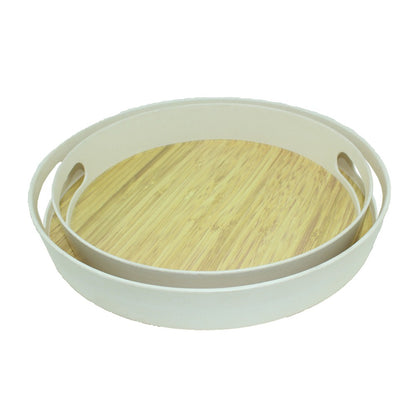 Cool Gift, Round Tray Wooden Melamine Dinnerware, Available in Different Sizes