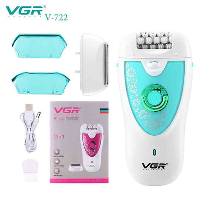 VGR, V-722, Lady Epilator Facial Body Armpit Hair Removal Tool, Available in Different Colors