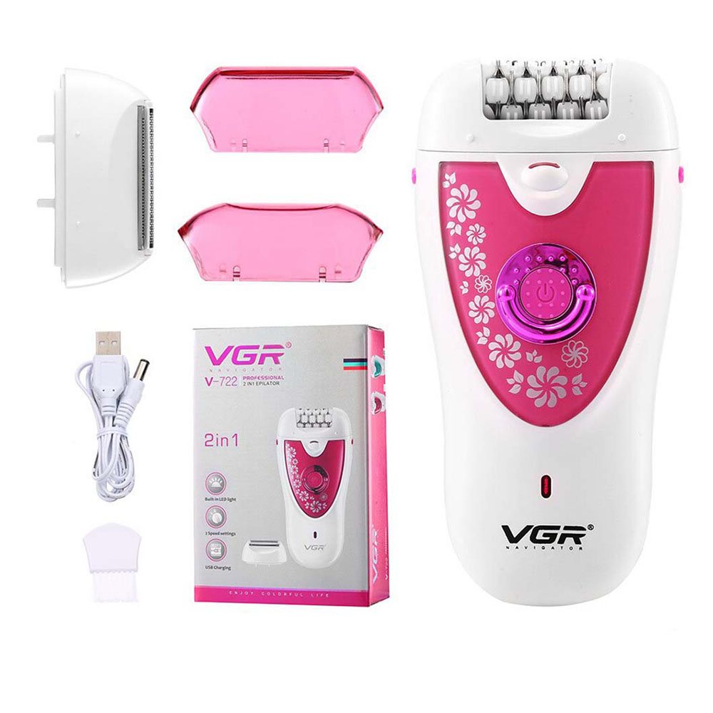 VGR, V-722, Lady Epilator Facial Body Armpit Hair Removal Tool, Available in Different Colors