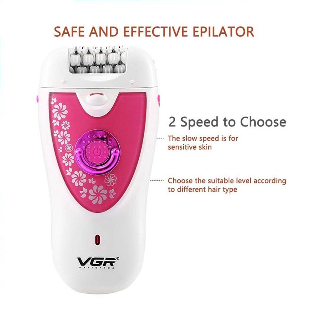VGR, V-722, Lady Epilator Facial Body Armpit Hair Removal Tool, Available in Different Colors
