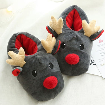 Cool Gift, Christmas Deer Soft Stuffed Plush Slippers, Available in Different Colors