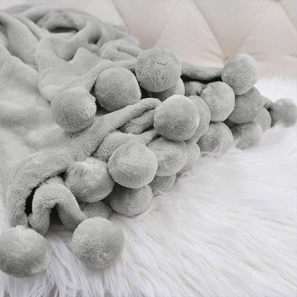 Cool Gift, Blanket with 18 PCS Pompoms 200x230  cm, Available in Different Colors