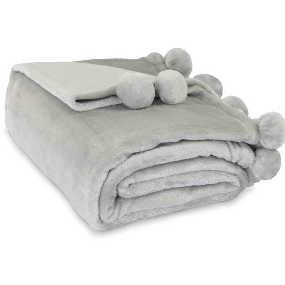 Cool Gift, Blanket with 18 PCS Pompoms 200x230  cm, Available in Different Colors