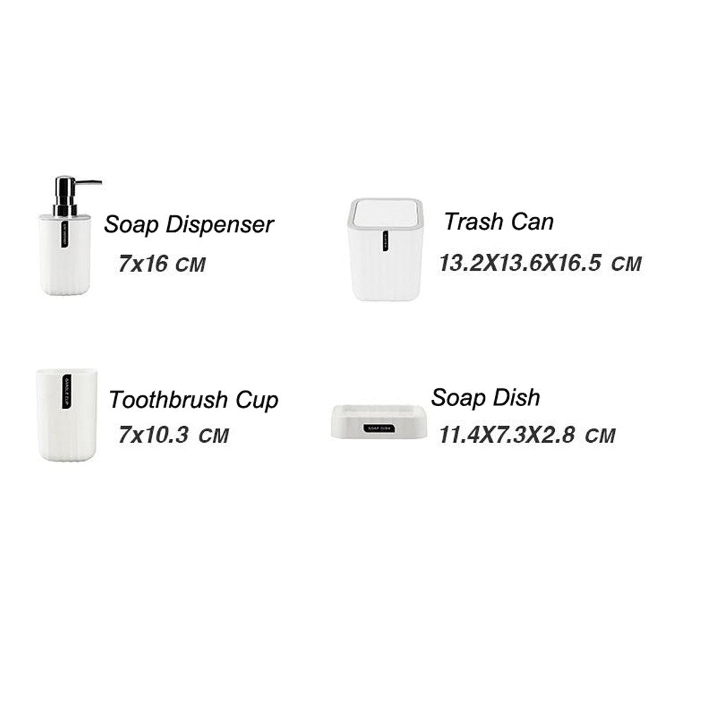 Sanitary, 4 Pcs Bathroom Accessory Set, Available in Different Colors