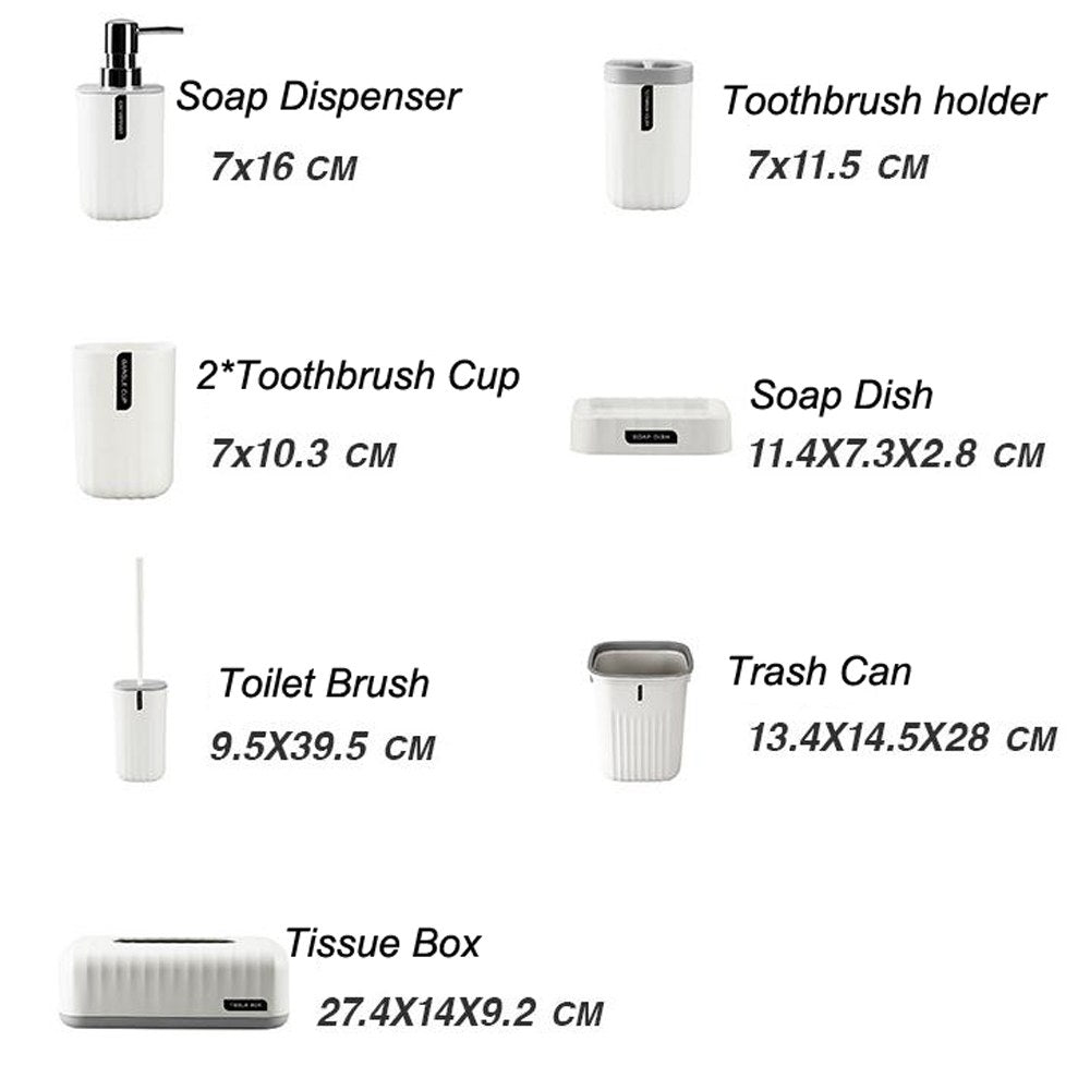 Sanitary, 8 Pcs Bathroom Accessory Set, Available in Different Colors