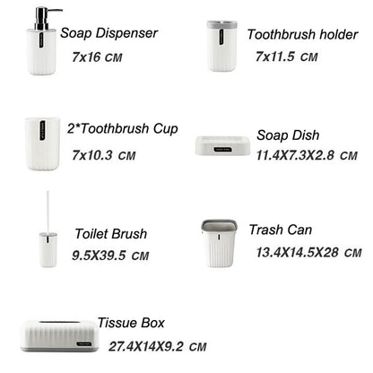 Sanitary, 8 Pcs Bathroom Accessory Set, Available in Different Colors