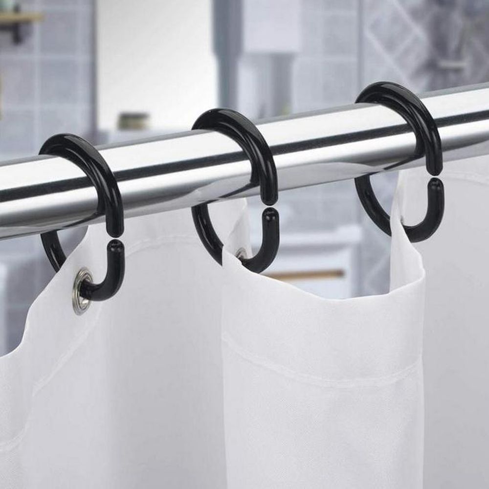 Sanitary, 12 Pcs/Set Flexible Plastic Shower Curtain Rings, Available in Different Colors