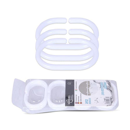 Sanitary, 12 Pcs/Set Flexible Plastic Shower Curtain Rings, Available in Different Colors