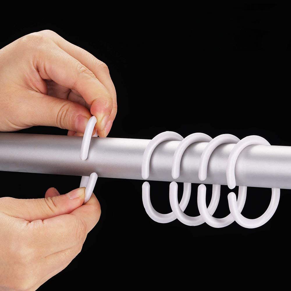 Sanitary, 12 Pcs/Set Flexible Plastic Shower Curtain Rings, Available in Different Colors