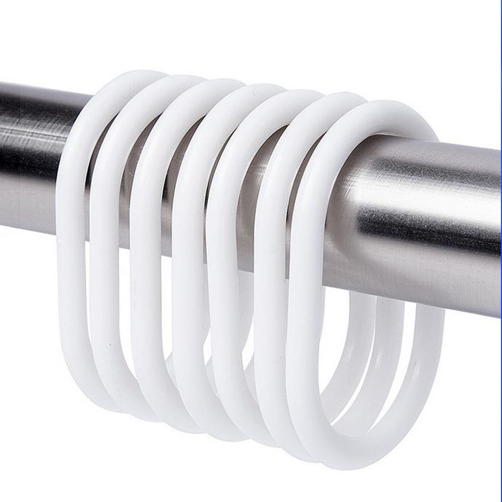 Sanitary, 12 Pcs/Set Flexible Plastic Shower Curtain Rings, Available in Different Colors