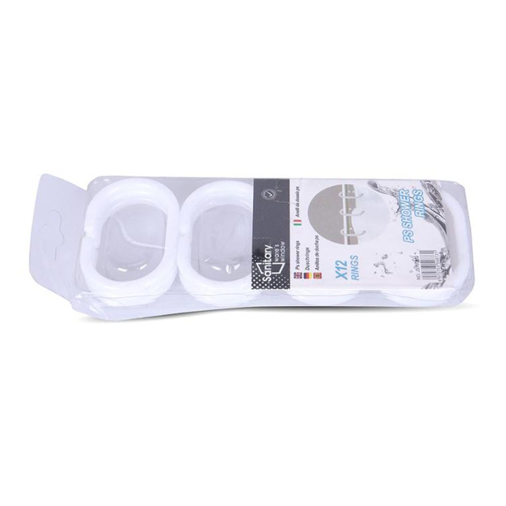 Sanitary, 12 Pcs/Set Flexible Plastic Shower Curtain Rings, Available in Different Colors