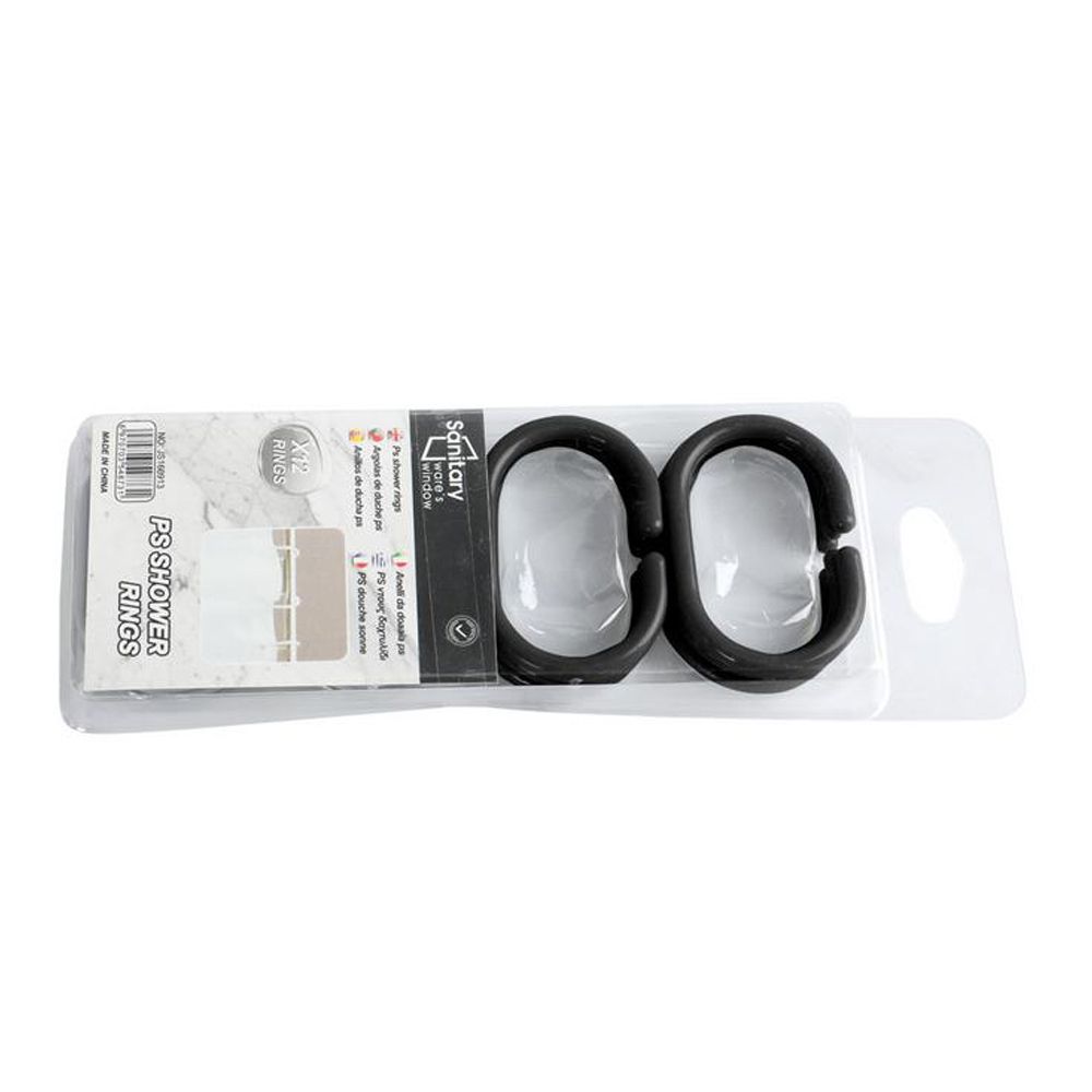 Sanitary, 12 Pcs/Set Flexible Plastic Shower Curtain Rings, Available in Different Colors