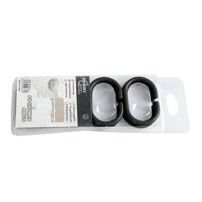 Sanitary, 12 Pcs/Set Flexible Plastic Shower Curtain Rings, Available in Different Colors