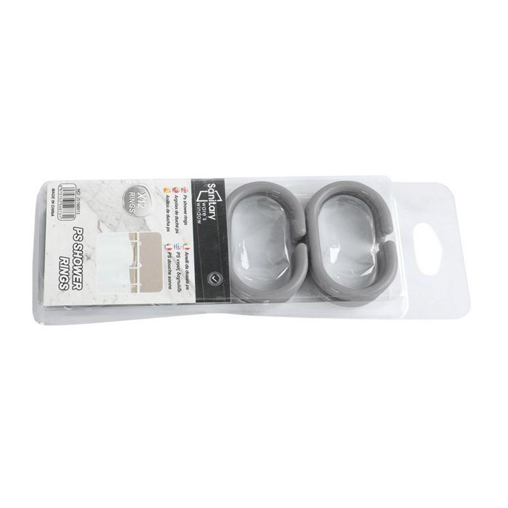 Sanitary, 12 Pcs/Set Flexible Plastic Shower Curtain Rings, Available in Different Colors