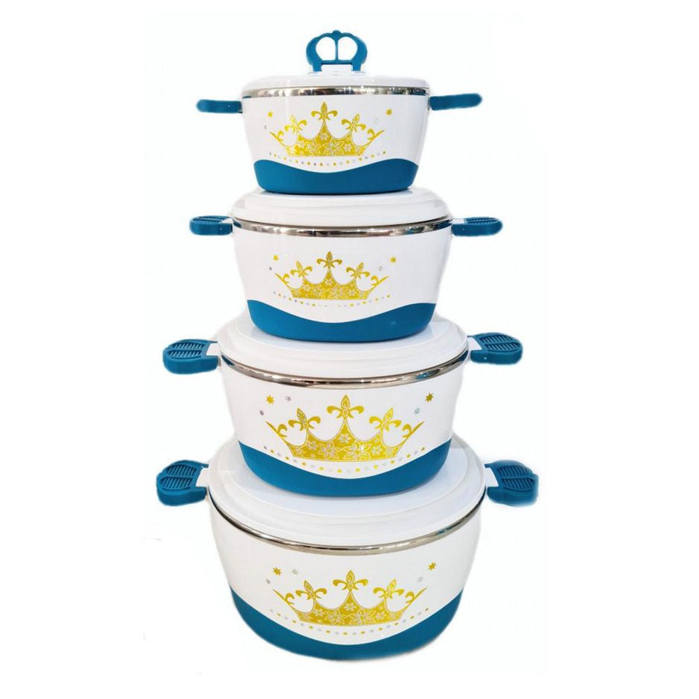 Cool Gift, Set of 4 Round Thermal Insulating Pots for Food Storage, Available in Different Colors