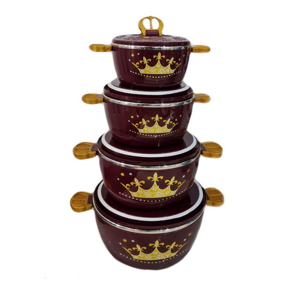 Cool Gift, Set of 4 Round Thermal Insulating Pots for Food Storage, Available in Different Colors