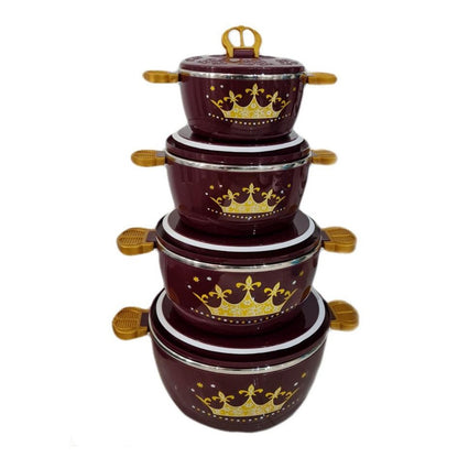 Cool Gift, Set of 4 Round Thermal Insulating Pots for Food Storage, Available in Different Colors