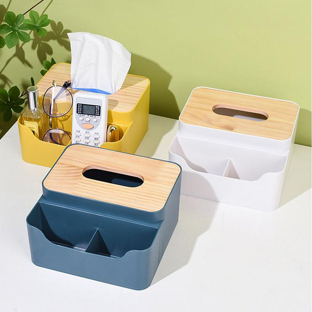 Cool Gift, Tissue Box Holder With Storage Compartment, Available in Different Colors