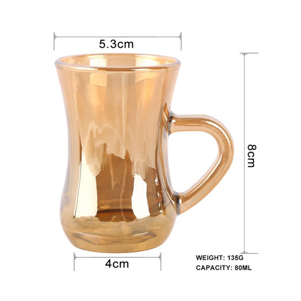 Cool Gift, 6 Pcs Gold Turkish Tea Glasses Set