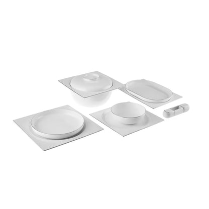 Karaca Red Carpet Collection Fine Pearl Extra Nish 62-Piece Dinner Set for 12 People, Platinum White, 153.03.08.4326