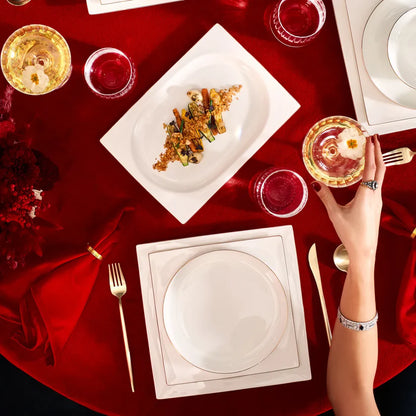 Karaca Red Carpet Collection Fine Pearl Extra Nish 62-Piece Dinner Set for 12 People, Platinum White, 153.03.08.4326