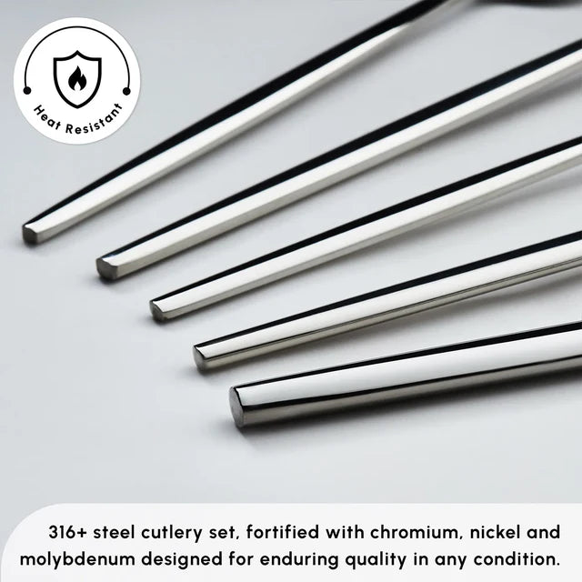 Karaca Mild 84-Piece 316+ Stainless Steel Cutlery Set for 12 People - Silver, 153.03.08.1817