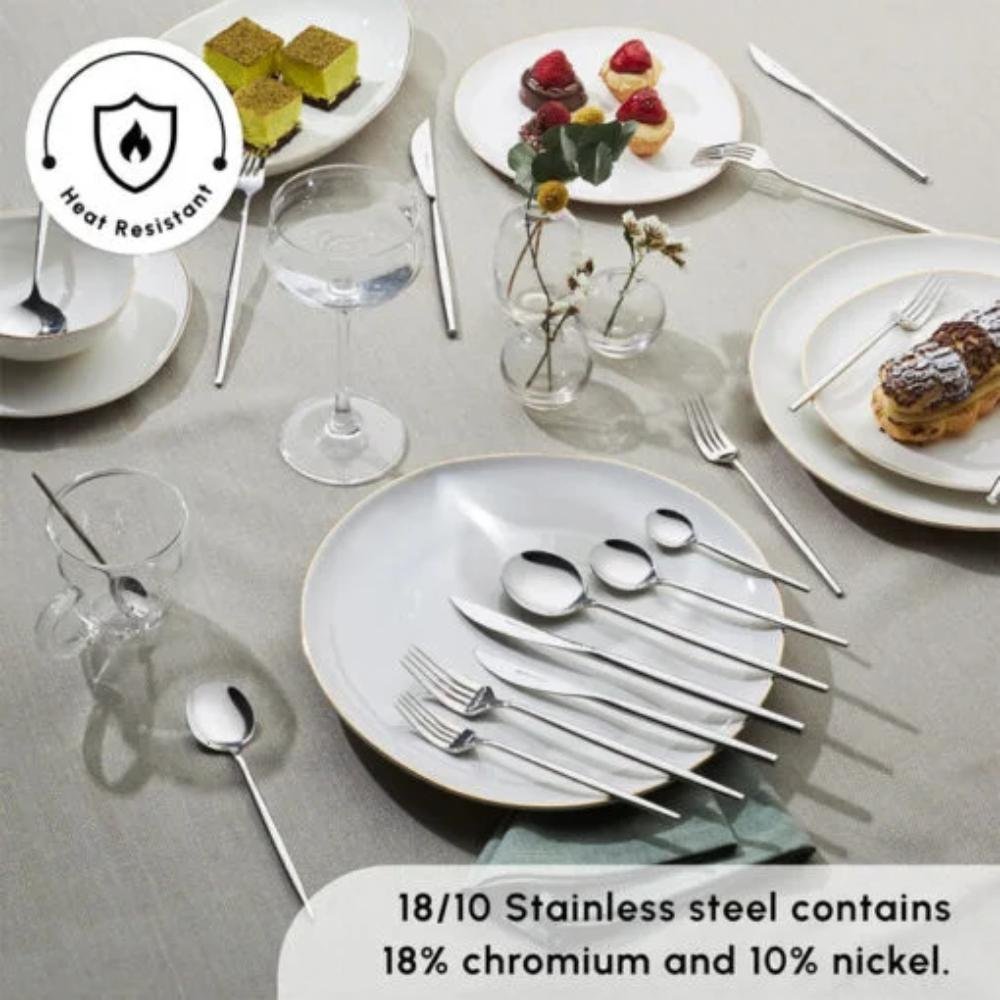 Karaca Mild 84-Piece 316+ Stainless Steel Cutlery Set for 12 People - Silver, 153.03.08.1817