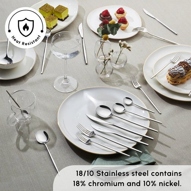 Karaca Mild 84-Piece 316+ Stainless Steel Cutlery Set for 12 People - Silver, 153.03.08.1817
